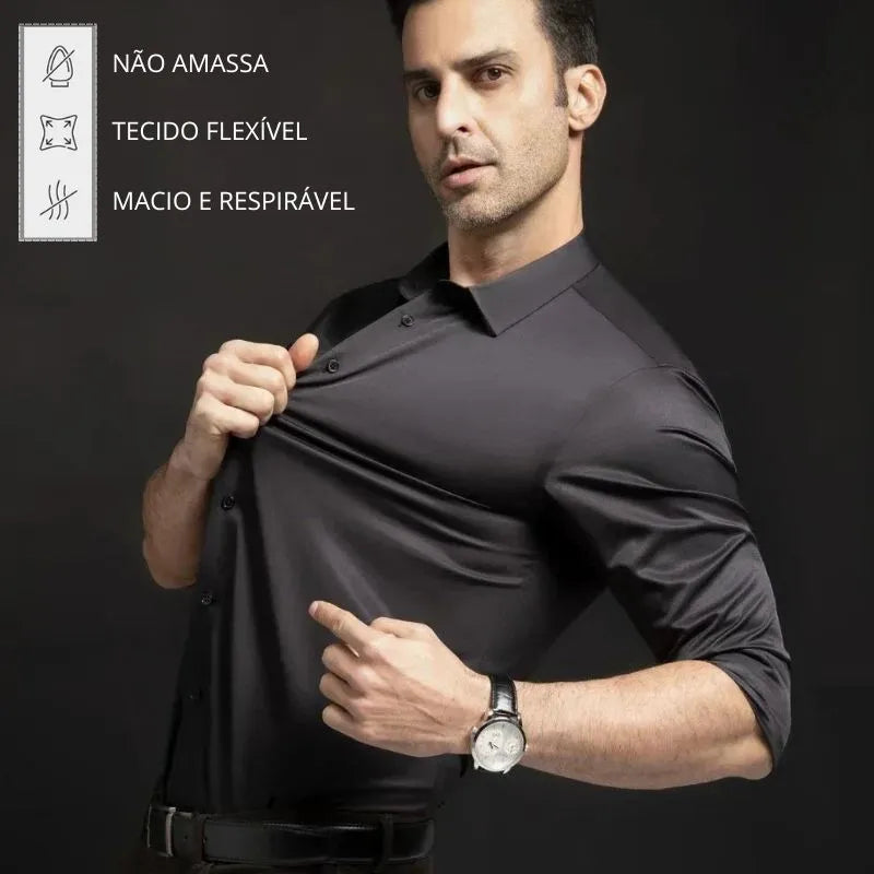 Camisa Social Masculina Anti Amassado, Anti Odor e Ultra Confortável | Tecnologia FlexPro®