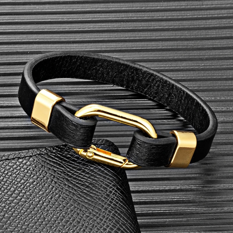 Pulseira Masculina de Couro Preto | MONTECARLO