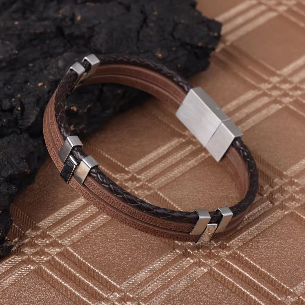 Pulseira Masculina de Couro Triplo | PIERRI