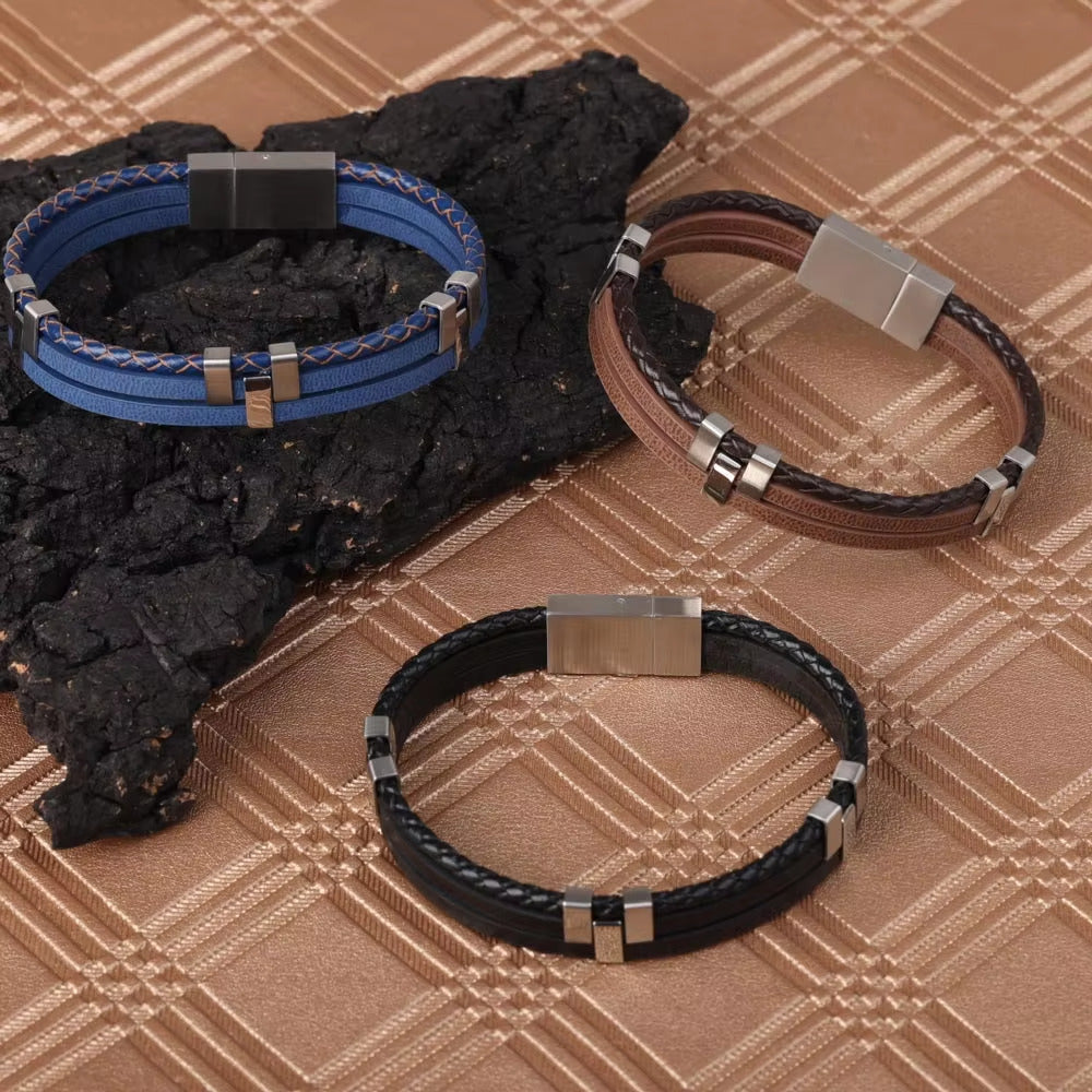 Pulseira Masculina de Couro Triplo | PIERRI